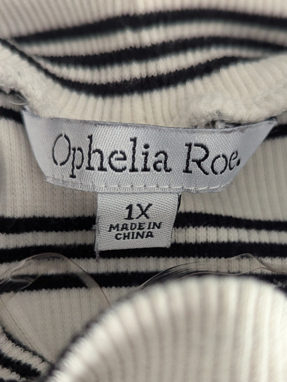 Striped Turtleneck Long-Sleeve Top - White with Black Stripes - Picture 3 of 3